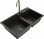 K&ouml;&ouml;givalamu Mexen Tomas, graniit, 80 cm x 50 cm x 19 cm, kuldne/must