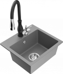 K&ouml;&ouml;givalamu koos kraaniga Mexen Milo, graniit, 43 cm x 41 cm x 17.1 cm, must/hall/kroom