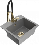 K&ouml;&ouml;givalamu koos kraaniga Mexen Milo Aster, graniit, 43.5 cm x 41 cm x 17.1 cm, kuldne/hall