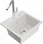 K&ouml;&ouml;givalamu koos kraaniga Mexen Milo Flora, graniit, 43.5 cm x 41 cm x 17.1 cm, valge/hall/kroom