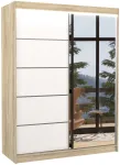 Riidekapp ADRK Limbo LED, valge v./sonoma tamm v., 58 cm x 150 cm x 200 cm, peegliga