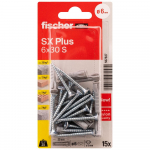T&uuml;&uuml;bel kruviga Fischer SX Plus S, telliste jaoks/betooni jaoks, 6 mm x 30 mm, 15 tk
