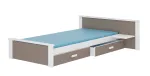 Lastevoodi ADRK Aldex Shelf, valge v./hall v./pruunikas v., 80 x 180 cm, voodipesu kastiga, madratsiga