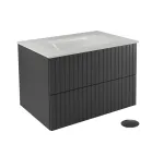 Vannitoakapp valamuga Besco Akya Linea, valge v./must v./grafiit v., 52.5 cm x 76 cm x 50.7 cm