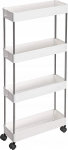 Ratastega riiul Songmics, valge v., 40 cm x 13 cm x 86 cm