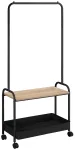Riiuliga riidepuu Home4you Fraser, 165 cm, tamm v./must v.