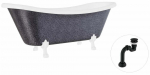 Vann, teisaldatav Besco Amelia Glam, 190 cm x 77 cm x 69 cm, ovaalne, valge/must