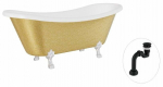 Vann, teisaldatav Besco Amelia Glam, 190 cm x 77 cm x 69 cm, ovaalne, kuldne/must