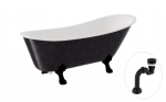 Vann, teisaldatav Besco Olaya Glam, 160 cm x 68 cm x 68 cm, ovaalne, must/grafiit