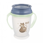 Laste kruus Lovi 360&deg; Night & Day Fox, 250 ml, 9 kuud, plastik, sinine v./valge v.