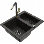 K&ouml;&ouml;givalamu koos kraaniga Mexen Carlos, graniit, 58.2 cm x 47.5 cm x 17.7 cm, metallic black/gold+black/gold