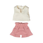 Riiete komplekt nukule Miniland Warm Weather Shirt & Shorts, valge v./roosa v.