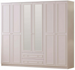 Riidekapp Kalune Design Lina, valge matt v., 52 cm x 210 cm x 210 cm, peegliga