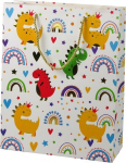 Kinkekott Lean Toys Dinosaurs, 10 cm x 32 cm x 26 cm, valge v./mitmev&auml;rviline