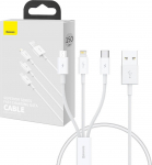 Juhe Baseus P10320105221-01, Micro USB type B/USB Type C/Lightning/USB Type A, valge v.