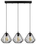Valgusti rippuv Opviq Diamond 704-S1, E27, 3 x 40 W, must v.