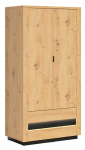 Riidekapp Ostia S467-SZF2D2S-DASN/CABL, must v./hele pruun v., 56 cm x 100.5 cm x 199 cm