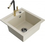 K&ouml;&ouml;givalamu koos kraaniga Mexen Vito, graniit, 49 cm x 52 cm x 21 cm, kuldne/must/kroom