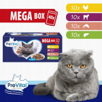 Kassi m&auml;rgtoit PreVital In Gravy Mega Box, kanaliha/vasikaliha/maks, 0.1 kg, 40 tk