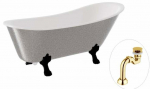 Vann, teisaldatav Besco Olaya Glam, 160 cm x 67 cm x 68 cm, ovaalne, kuldne/valge
