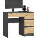 Kirjutuslaud sahtlitega Akord A-7, 90 cm x 50 cm, 77 cm, hall v./artisan oak
