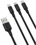 Telefoni laadija XO NB173, USB Type C/Lightning/Micro USB/USB, 120 cm, must v.