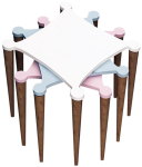 Kohvilaud Kalune Design Tremo 3 Pcs, valge v./p&auml;hklipuu v./roosa v., 50 cm x 50 cm x 58 cm