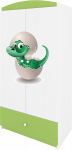 Laste riidekapp Kocot Kids Babydreams Baby Dino, valge v./roheline v., 90 cm x 52 cm x 175.5 cm