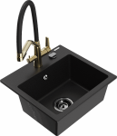 K&ouml;&ouml;givalamu koos kraaniga Mexen Milo Duo, graniit, 43.5 cm x 41 cm x 17.1 cm, must/kollane