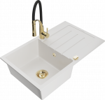 K&ouml;&ouml;givalamu koos kraaniga Mexen Bruno White+Black/Gold, graniit, 79 cm x 49 cm x 20 cm, kuldne/valge/must