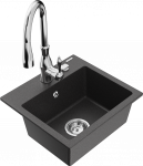 K&ouml;&ouml;givalamu koos kraaniga Mexen Milo, vaik/graniit, 43 cm x 41 cm x 17.1 cm, black granite+chrome