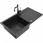 K&ouml;&ouml;givalamu koos kraaniga Mexen Leo, graniit, 90 cm x 50 cm x 19 cm, metallic black/silver+black