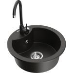 K&ouml;&ouml;givalamu koos kraaniga Mexen Diego, graniit, 48.8 cm x 48.8 cm x 16.7 cm, metallic black/gold+black