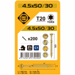 Puidukruvi, universaalsed Forte Tools TX20, 4.5 x 50 mm, kollane v., 200 tk