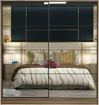 Riidekapp Kalune Design Kale 7165, pruun v., 220 cm x 52 cm x 210 cm, peegliga