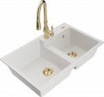 K&ouml;&ouml;givalamu koos kraaniga Mexen Tomas, graniit, 80 cm x 50 cm x 19 cm, kuldne/valge