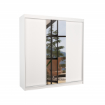 Riidekapp ADRK Santiago 200, valge v., 58 cm x 200 cm x 215 cm, peegliga