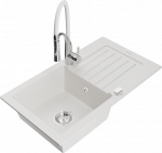 K&ouml;&ouml;givalamu koos kraaniga Mexen Pablo White+White/Chrome, graniit, 75 cm x 43 cm x 16.1 cm, valge/kroom