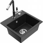 K&ouml;&ouml;givalamu koos kraaniga Mexen Milo, graniit, 43.5 cm x 41 cm x 17.1 cm, metallic black/silver+black/chrome