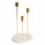 K&uuml;&uuml;nlahoidja Kori 01, tsement/metall, &Oslash; 15 cm, 26 cm, kuld v./kreemjasvalge