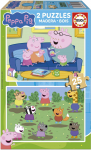 Puidust 3D pusle Educa Peppa Pig 2, 18 cm x 26 cm, 50 tk, mitmev&auml;rviline