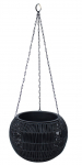 Rippuv lillepott Home4you Wicker 38115, plastik/metall, must