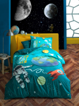 Voodipesukomplekt Mijolnir Little Astronaut 129CTN3045, valge v./kollane v./punane v., 50 x 70 cm, 160 x 220 cm