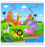 Laste kummut Kocot Kids Babydreams Safari, valge v./mitmev&auml;rviline, 41 cm x 80 cm x 80.5 cm