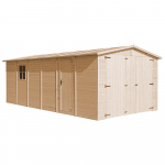 Puidust garaaž Timbela M102, 616 cm x 324 cm x 222 cm, pruunikas v.