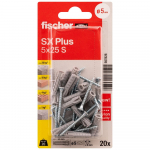T&uuml;&uuml;bel kruviga Fischer SX Plus S, telliste jaoks/betooni jaoks, 5 mm x 25 mm, 20 tk