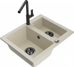 K&ouml;&ouml;givalamu koos kraaniga Mexen Carlos Beige+Black, graniit, 58 cm x 47 cm x 17.7 cm, beige+black