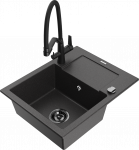 K&ouml;&ouml;givalamu koos kraaniga Mexen Enzo Black granite+Black, graniit, 57 cm x 46 cm x 17.4 cm, black granite+black
