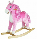 Kiikhobune, hobune Lean Toys, pl&uuml;&uuml;s, roosa v.