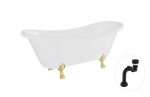 Vann, teisaldatav Besco Amelia, 190 cm x 77 cm x 69 cm, ovaalne, kuldne/valge